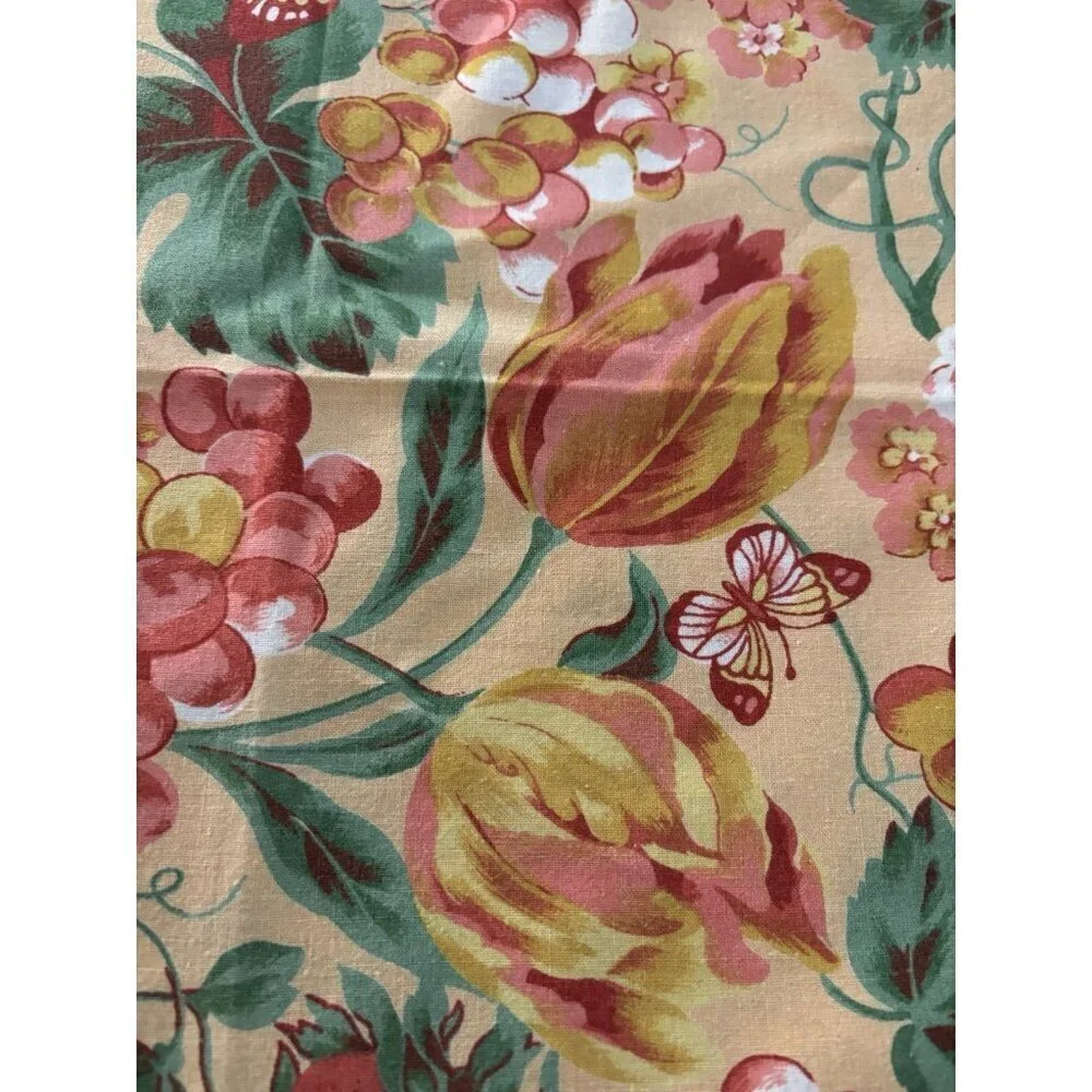 April Cornell Tulip‎ Floral Cotton Cloth Dinner Napkins Green Yellow Set of 4